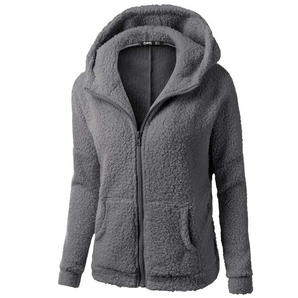 Bernadette - Teddy Fleece Cardigan für Damen - Kuschelig weich - mit Kapuze und Taschen