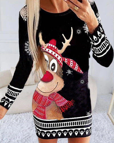 Herbst-Winter-Weihnachts-Bodysuit mit Tierprint