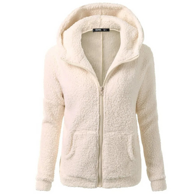 Bernadette - Teddy Fleece Cardigan für Damen - Kuschelig weich - mit Kapuze und Taschen