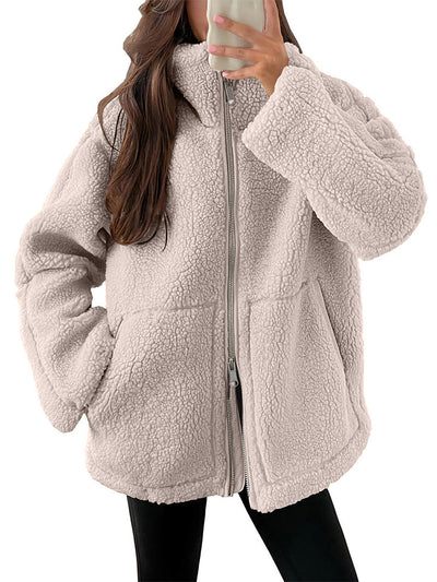 Kuschelige Sherpa Fleecejacke mit Reißverschluss für Frauen