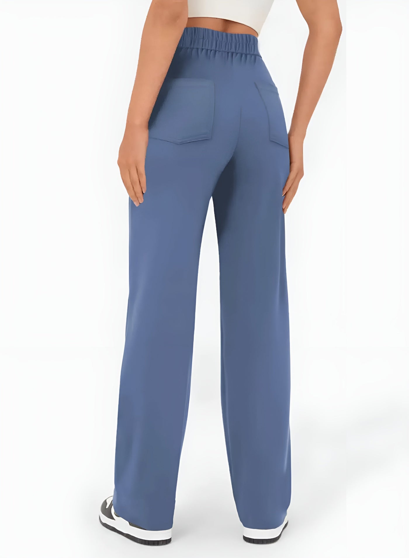 Greta Pants – hoch taillierte elastische Hose mit weitem Bein-Eleganz