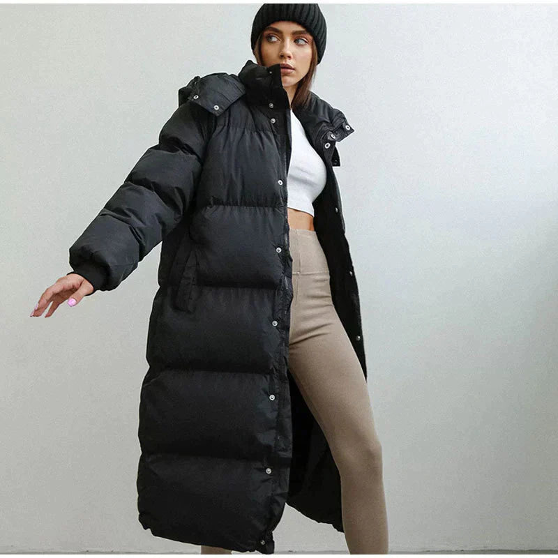 Jessica - Gefütterte lange Daunenwinterjacke für Frauen