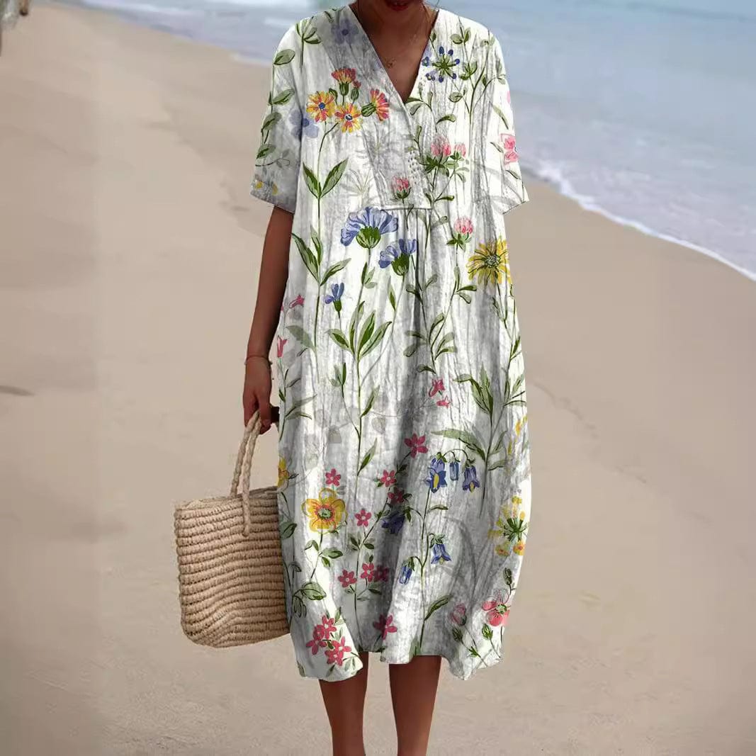 Damen Sommerkleid - Leichtes Blumenmuster - Elegant und bequem