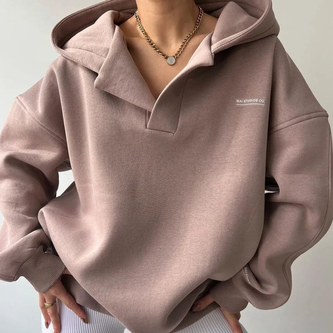 Oversized-Pullover mit V-Ausschnitt für Frauen