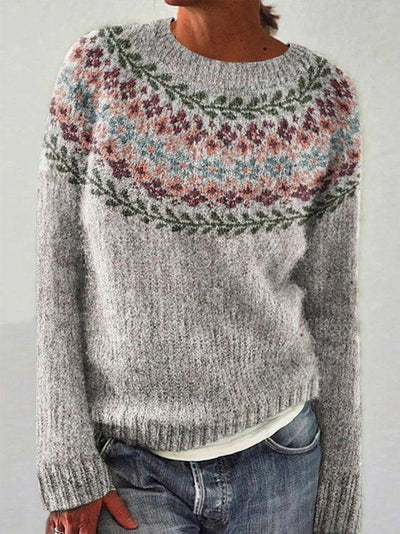 Eleganter Pullover mit Rundhalsausschnitt und speziellem Druck